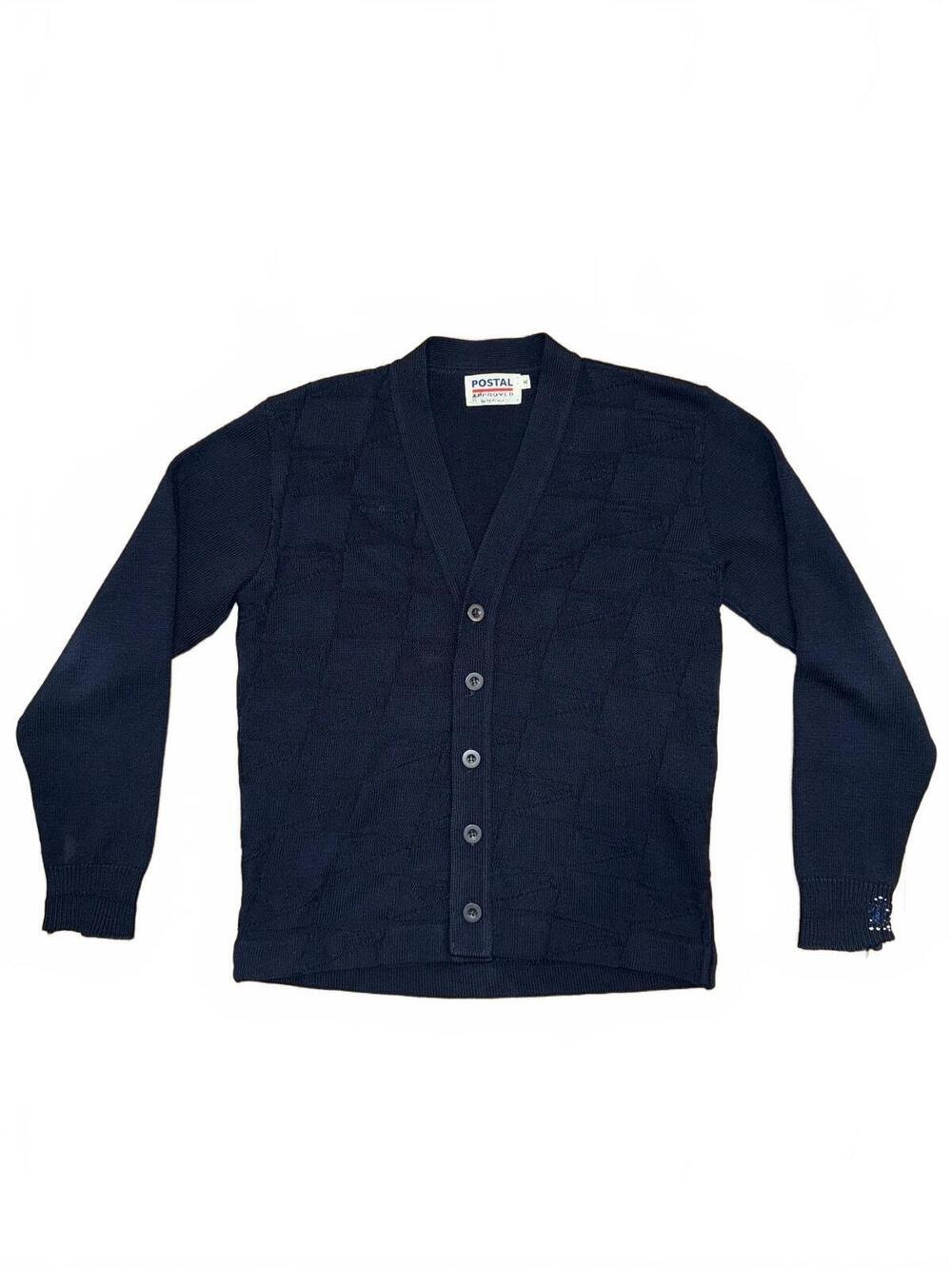 Vtg USPS Postal Service Button Front Clerk Cardigan Sweater Medium Navy #US4630